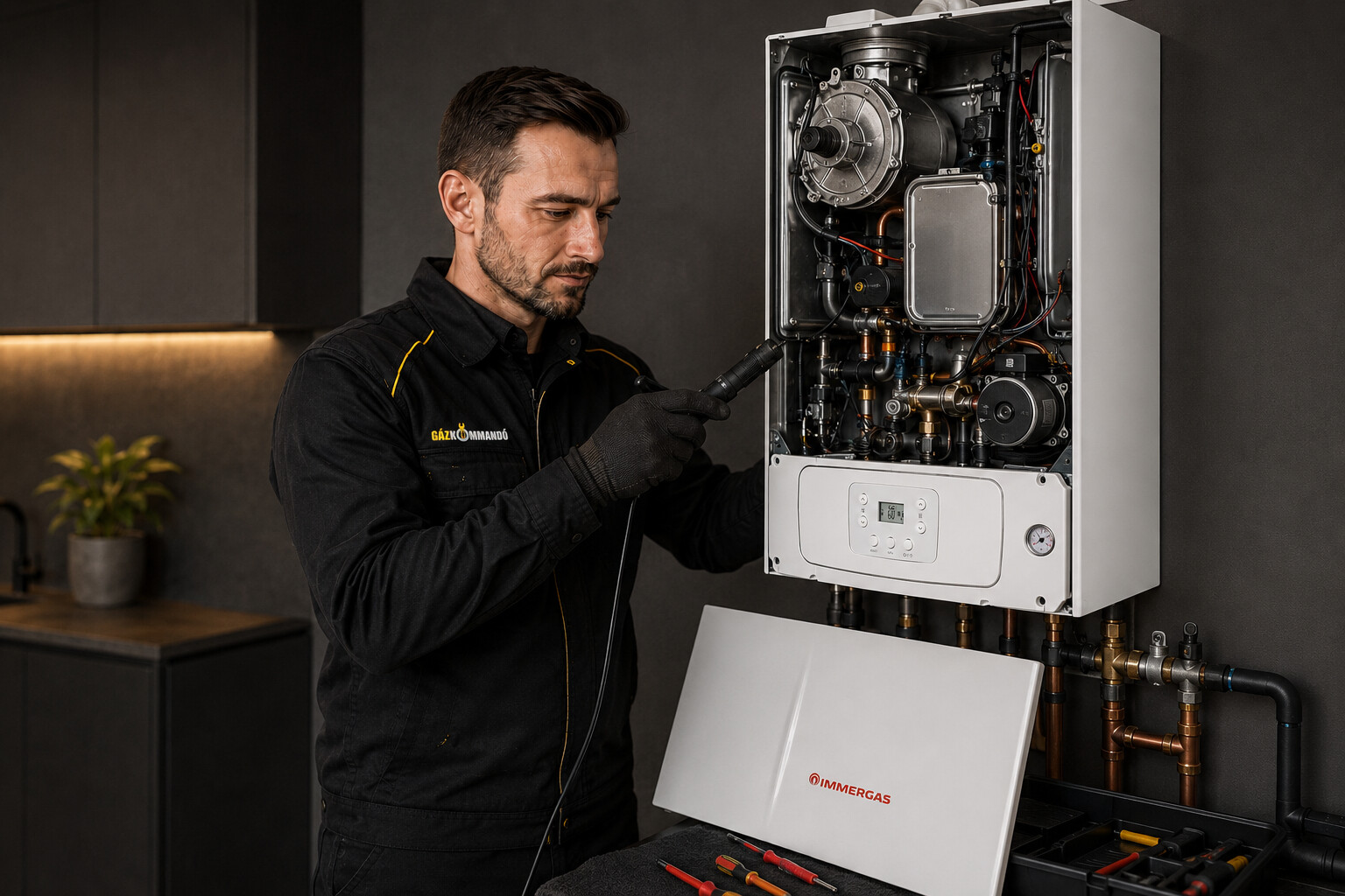 Immergas VICTRIX TERA V3 kondenzációs kazán karbantartási ellenőrzése